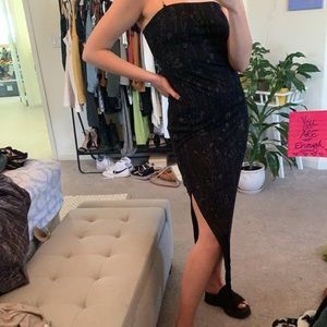 Vintage black flower print maxi dress